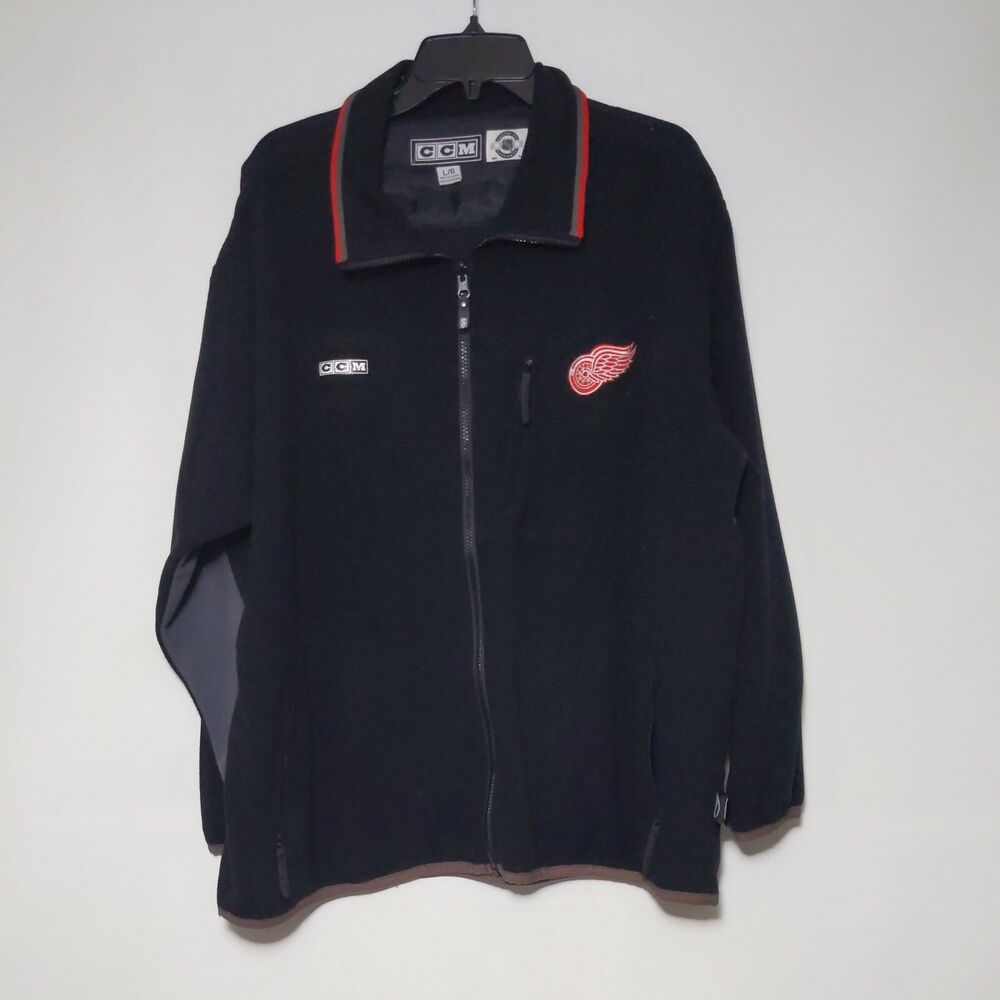 Red Wings ccm fleece full zip jacket small logo black grey size L